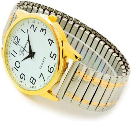 2Tone Large Face Easy Read Stretch Band Watch - Image 5