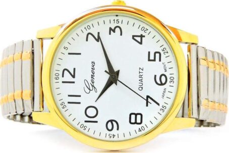2Tone Large Face Easy Read Stretch Band Watch - Image 4