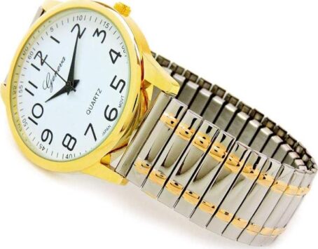 2Tone Large Face Easy Read Stretch Band Watch - Image 3