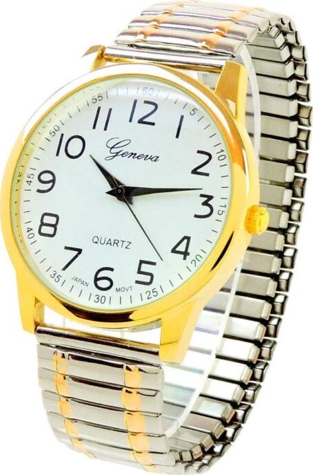 2Tone Large Face Easy Read Stretch Band Watch