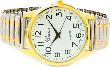 2Tone Large Face Easy Read Stretch Band Watch - Image 2
