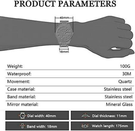 Analog Mens Watch(No Chronograph), 40 Mm Easy Read Auto Date And Day Stainless Steel Business For Men,30M Waterproof Wrist Watches - Image 5
