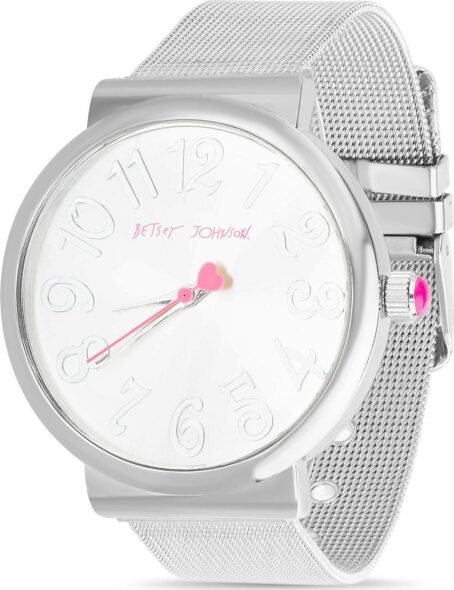 Betsey Johnson Women's Watch Alloy Case Stainless Steel Mesh Band