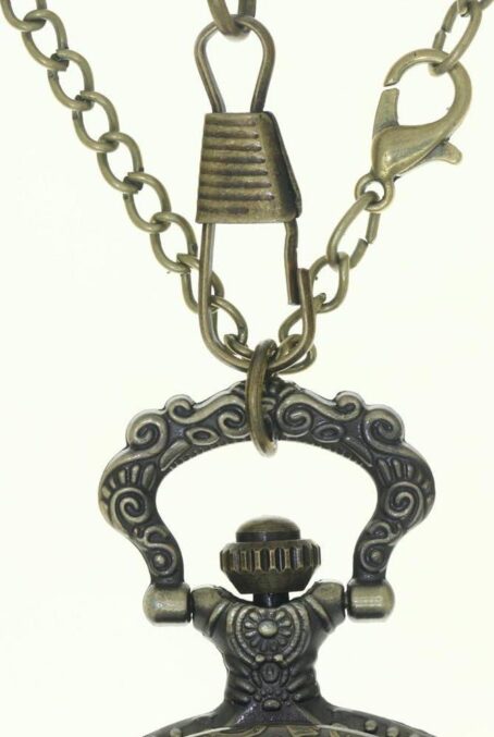 Bronze Vintage Brass Antique Case Pocket Watch Fob For Men Women With 1 PC Necklace Chain 1 Clip Key Rib - Image 6