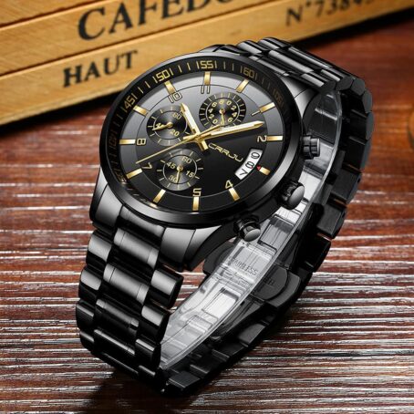 CRRJU Men's Fashion Stainless Steel Watches Date Waterproof Chronograph Wristwatches,Stainsteel Band - Image 3