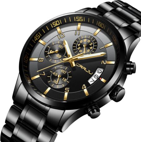 CRRJU Men's Fashion Stainless Steel Watches Date Waterproof Chronograph Wristwatches,Stainsteel Band - Image 2