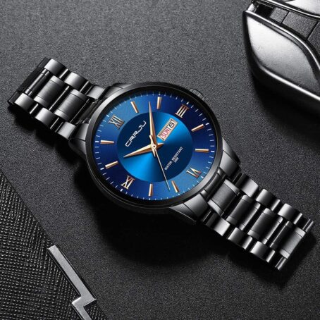 CRRJU Men's Fashion Luxury Stainless Steel Watches For Business Auto Date Chronograph Analog Quartz Wristwatches - Image 4