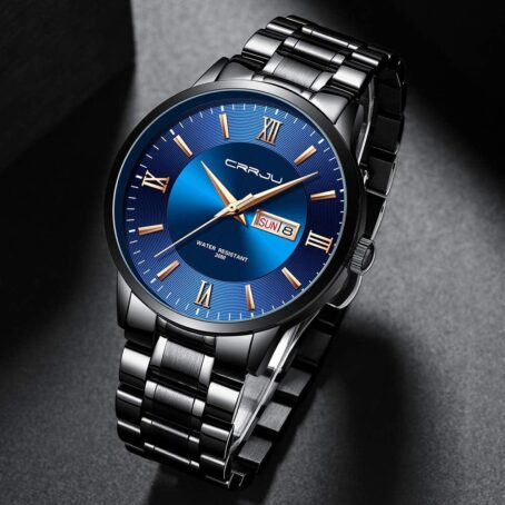 CRRJU Men's Fashion Luxury Stainless Steel Watches For Business Auto Date Chronograph Analog Quartz Wristwatches - Image 3