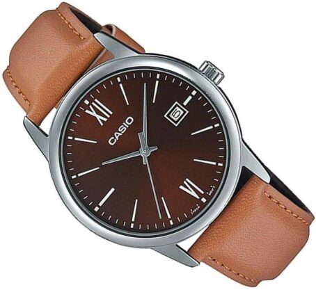 Casio MTP-V002L-5B3 Men's Dress Brown Leather Band Brown Dial Date Watch - Image 4