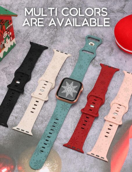 Christmas Snowflakes Engraved Watch Band Compatible With Apple 38mm Cute Strap Wristband Gift Soft Silicone Sport Replacement For Girls, 40mm/41mm Series 9 8 7 6 5 4 3 2 1 SE - Image 4