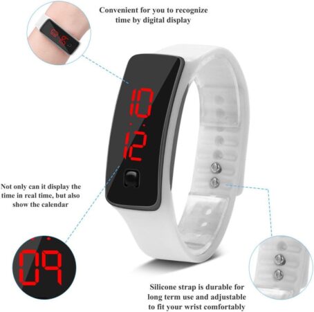 FILFEEL LED Wristwatch, Sports Silicone Strap Digital 12-Hour Dial Electronic Display Watches - Image 7