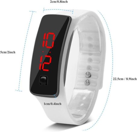 FILFEEL LED Wristwatch, Sports Silicone Strap Digital 12-Hour Dial Electronic Display Watches - Image 5