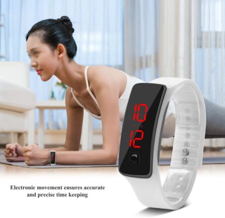FILFEEL LED Wristwatch, Sports Silicone Strap Digital 12-Hour Dial Electronic Display Watches - Image 3