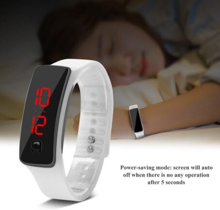 FILFEEL LED Wristwatch, Sports Silicone Strap Digital 12-Hour Dial Electronic Display Watches - Image 6