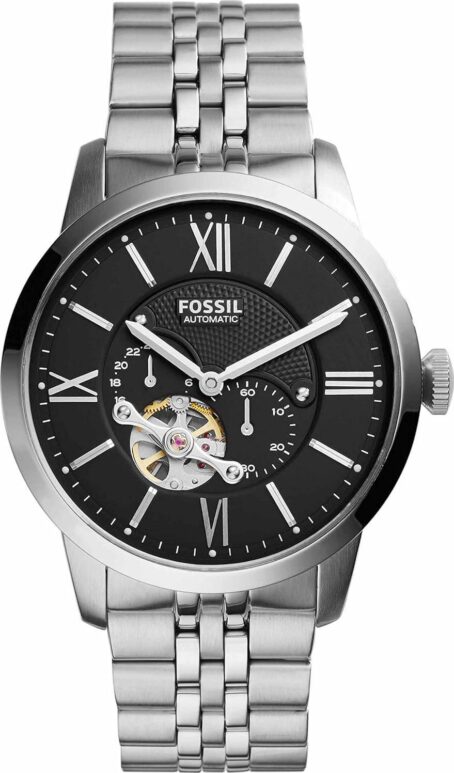Fossil Men's Townsman Automatic Stainless Steel Two-Hand Subeye Watch, Color: Silver (Model: ME3107)