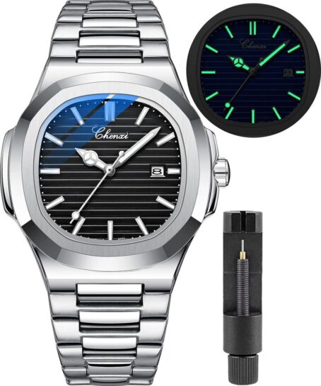 Gosasa Fashion Men's Watches Date Business Stainless Steel Luxury Style Luminous Quartz Waterproof Analog Display Male Wristwatch