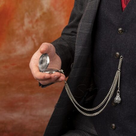 Handmade In The UK Silver Colour Single Albert Pocket Watch Chain With Pendant - Image 5