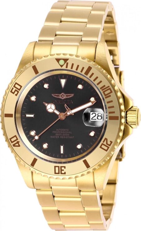Invicta Pro Diver Men 40mm Stainless Steel Gold Black Dial NH35A Automatic