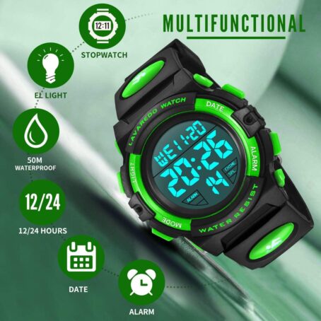 Kids Watch,Boys For 3-15 Year Old Boys,Digital Sport Outdoor Multifunctional Chronograph LED 50 Waterproof Alarm Calendar Analog Children With Silicone Band,Kids Gift - Image 2