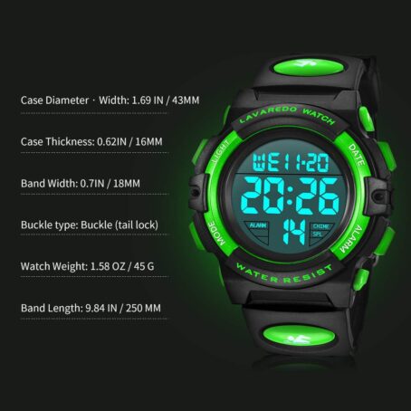 Kids Watch,Boys For 3-15 Year Old Boys,Digital Sport Outdoor Multifunctional Chronograph LED 50 Waterproof Alarm Calendar Analog Children With Silicone Band,Kids Gift - Image 7