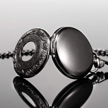 Men's Mechanical Skeleton Pocket Watch For Mens Women Blue Roman Numerals Dial Double Case Watches - Image 3