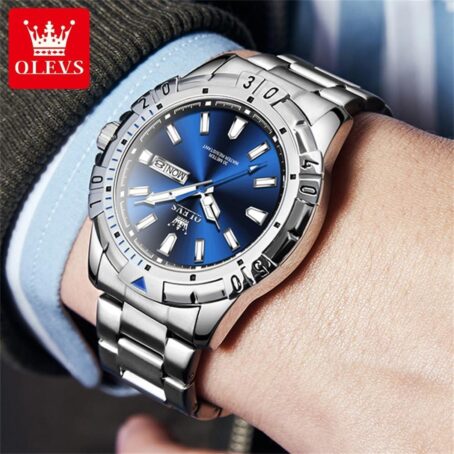 OLEVS Mens Watches Stainless Steel Band Analog Quartz Waterproof Relojes Para Hombre,Business Casual Calendar Luxury - Image 3