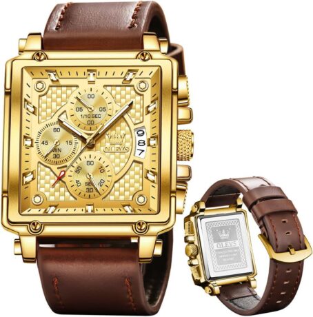 OLEVS Stylish Wrist Watch for Men,Silicone Strap Men Watches,Pro Diver Stainless Steel Chronograph Watch,Waterproof Date Dress Watch for Man,Large Face Male Watch