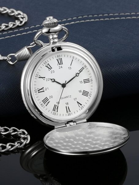 Pangda Vintage Pocket Watch Steel Men With Chain For Fathers Day Xmas Present Daily Use - Image 3