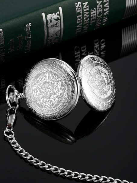 Pangda Vintage Pocket Watch Steel Men With Chain For Fathers Day Xmas Present Daily Use - Image 4