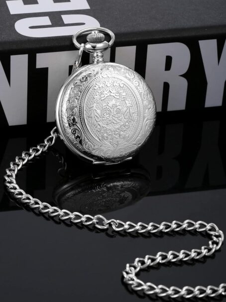 Pangda Vintage Pocket Watch Steel Men With Chain For Fathers Day Xmas Present Daily Use - Image 2