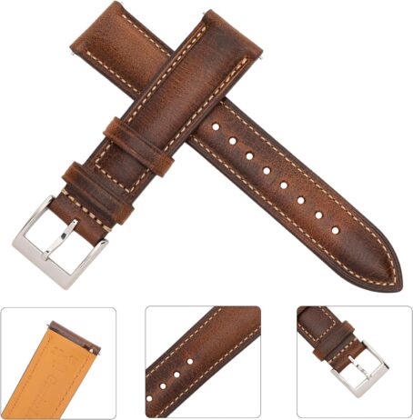 Quick Release Leather Watch Band 16mm 18mm 19mm 20mm 21mm 22mm 24mm,Vintage Oil-tanned Pull-up Men's Bands Replacement Straps For Women - Image 4