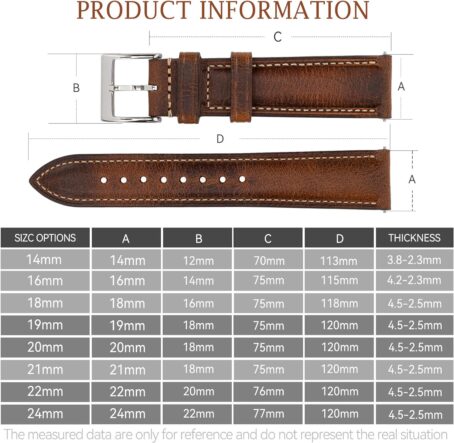 Quick Release Leather Watch Band 16mm 18mm 19mm 20mm 21mm 22mm 24mm,Vintage Oil-tanned Pull-up Men's Bands Replacement Straps For Women - Image 6