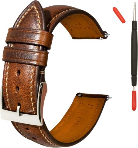 Quick Release Leather Watch Band 16mm 18mm 19mm 20mm 21mm 22mm 24mm,Vintage Oil-tanned Pull-up Men's Bands Replacement Straps For Women