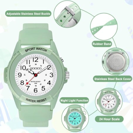 Waterproof Nurse Watch For Medical Professionals,Women Men, 24 Hour With Second Hand, Night Light, Military Time Easy To Read Dial, Soft And Breathable Silicone Band - Image 6