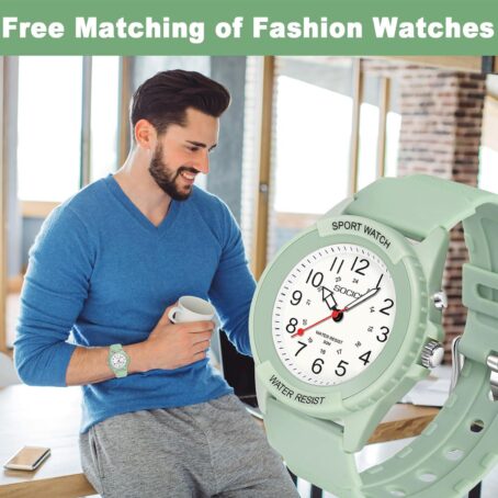 Waterproof Nurse Watch For Medical Professionals,Women Men, 24 Hour With Second Hand, Night Light, Military Time Easy To Read Dial, Soft And Breathable Silicone Band - Image 5