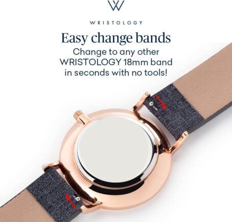 Wristology 29 Options - Maxi Leather Band Roman Numerals Boyfriend Watch - Interchangeable Genuine Leather Strap - Large Easy to Read Analog Face for Women or Men - Image 5